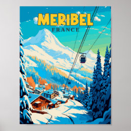 Póster Ilustracion de viajes vintage de Meribel France