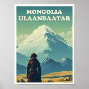 Póster Ilustracion de Viajes Vintage de Mongolia de Ulán