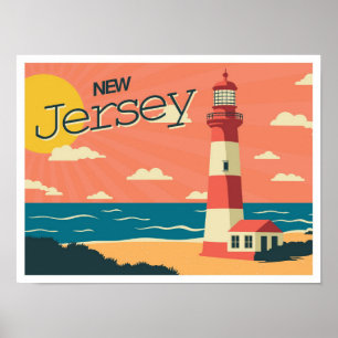 Póster Ilustracion de Viajes Vintage de New Jersey USA