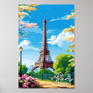 Póster Ilustracion de viajes vintage de París