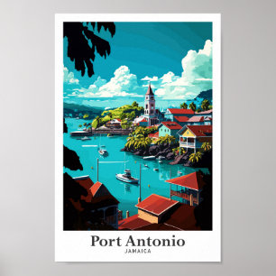 Póster Ilustracion de Viajes Vintage de Port Antonio Jama