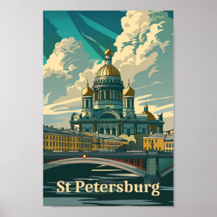 Póster Ilustracion de Viajes Vintage de Rusia en San Pete