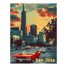 Ilustracion de Viajes Vintage de San José Californ