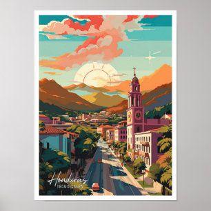 Póster Ilustracion de Viajes Vintage de Tegucigalpa Hondu