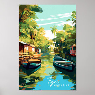 Póster Ilustracion de viajes vintage de Tigre Argentina