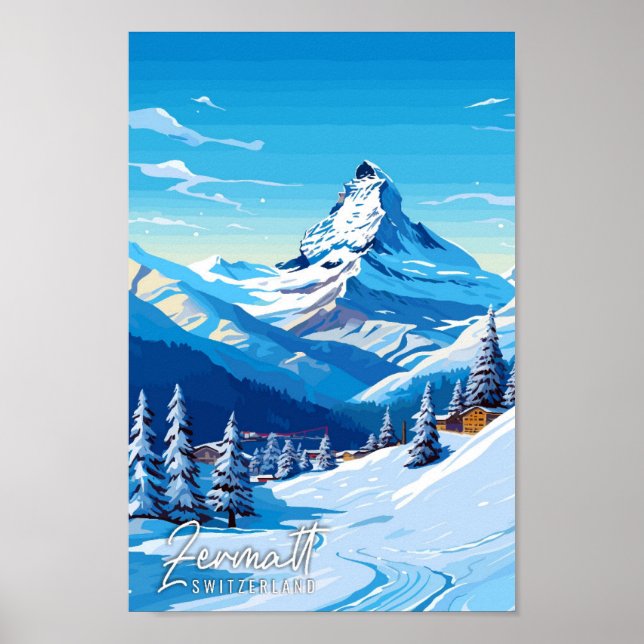 Póster Ilustracion de viajes Zermatt Suiza (Frente)