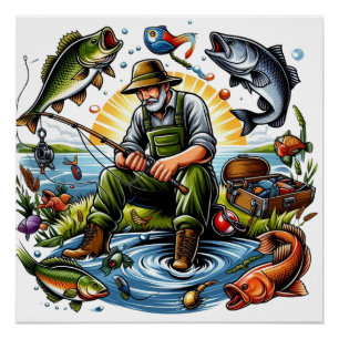 Póster Ilustracion de vida pesquera