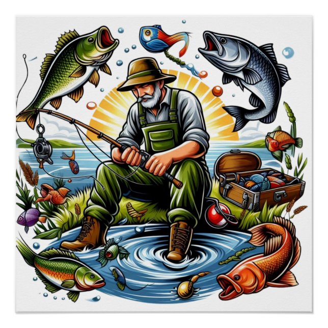 Póster Ilustracion de vida pesquera (Anverso)