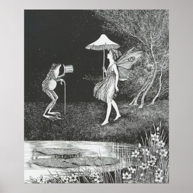 Póster Ilustracion De Vino Y De Rana, Retro (Frente)