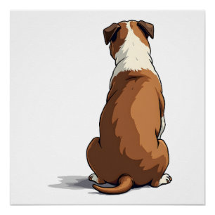 Póster Ilustración de vista trasera de Bulldog vintage Am