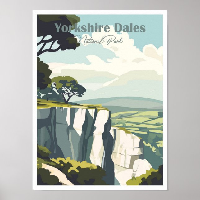 Póster Ilustracion de Yorkshire Dales Artwork Travel Plac (Frente)