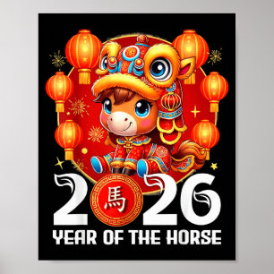 Póster Ilustración del Año del Caballo Chino 2026