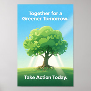 Póster Ilustración del árbol de conciencia ecológica Tier