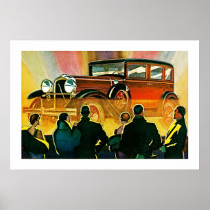 Póster Ilustracion del automóvil del art déco