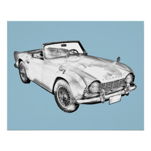 Póster Ilustración del automóvil deportivo Triumph Tr4