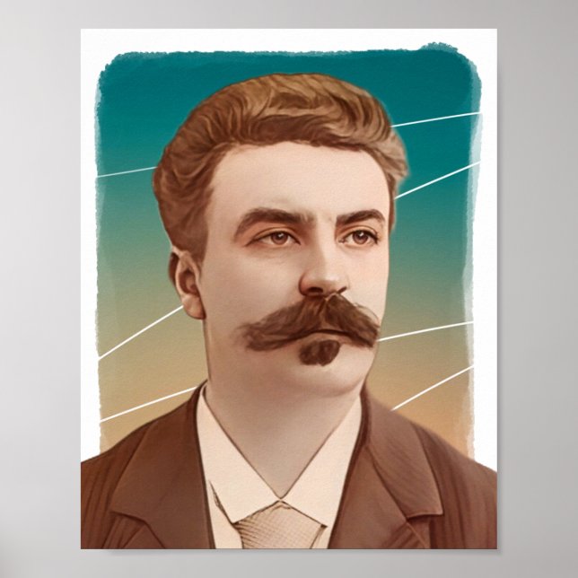 Póster Ilustracion del autor francés Guy de Maupassant (Frente)