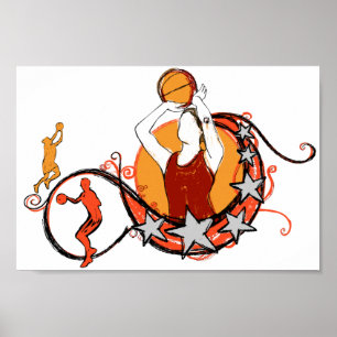 Póster Ilustracion del baloncesto de las mujeres