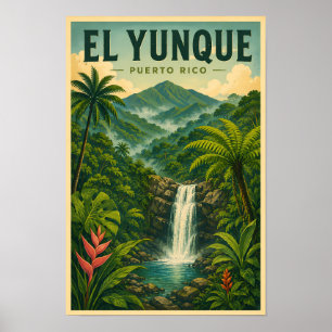 Póster Ilustración del Bosque Nacional El Yunque Puerto R