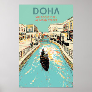 Póster Ilustracion del centro comercial Doha Village en Q