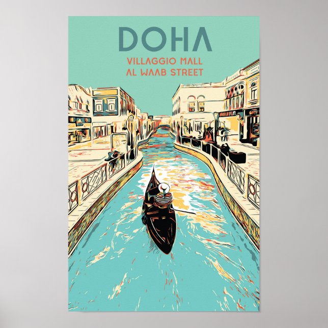 Póster Ilustracion del centro comercial Doha Village en Q (Frente)