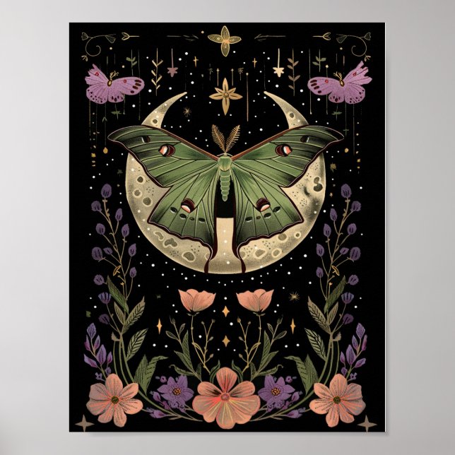 Póster Ilustracion del cielo nocturno gótico (Frente)