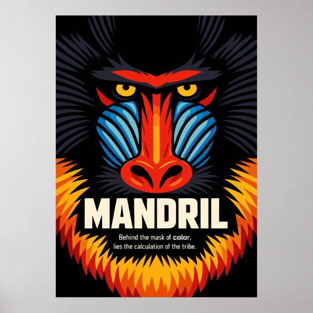 Póster Ilustración del color de la máscara del mandril (Frente)