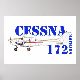 Póster Ilustración del diseño del avión Cessna 172 Skyhaw