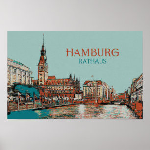 Póster Ilustracion del Distrito Municipal de Hamburgo
