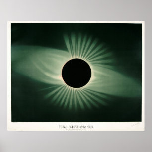 Póster Ilustracion del eclipse solar de época