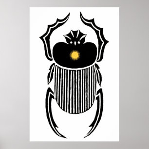 Póster Ilustración del escarabajo pelotero del Antiguo Eg