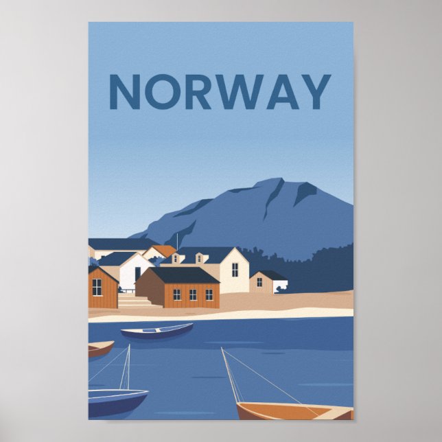 Póster Ilustracion del famoso lugar de viaje de Noruega (Frente)