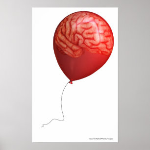 Póster Ilustracion del globo con un cerebro sobrepuesto