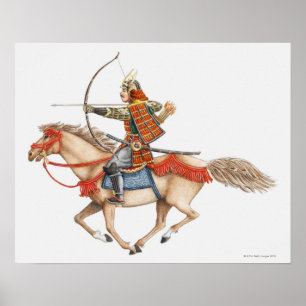 Póster Ilustracion del guerrero temprano del samurai