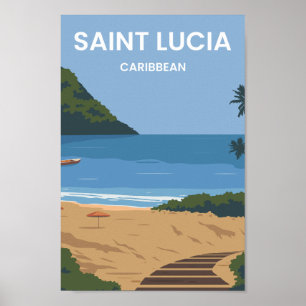 Póster Ilustracion del lugar de viaje del Caribe de Santa