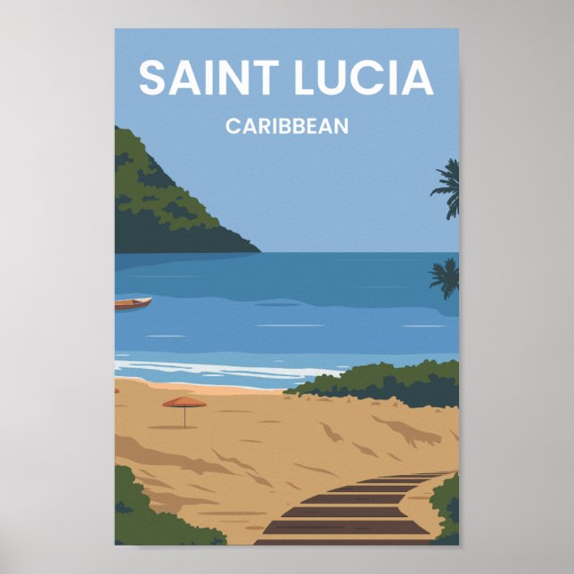 Póster Ilustracion del lugar de viaje del Caribe de Santa (Frente)