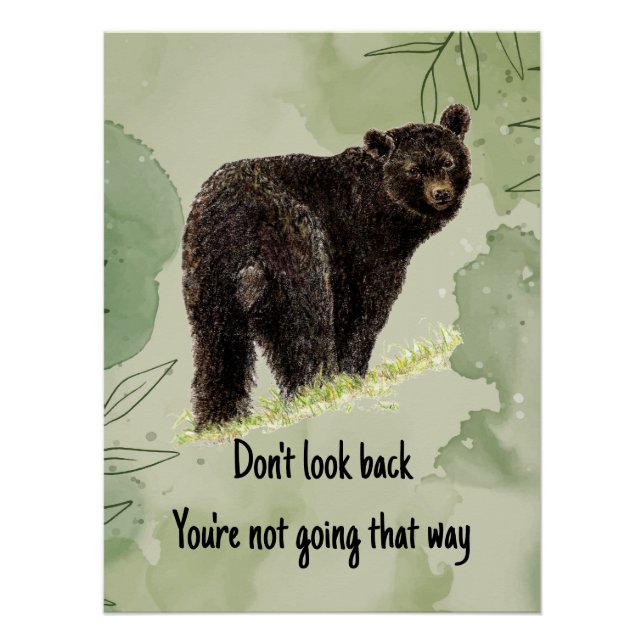 Póster Ilustracion del oso negro con cita motivacional (Anverso)