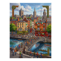 Ilustración del paisaje urbano de Dublín y Ha'penn