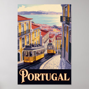 Póster Ilustración del paisaje urbano de Lisboa Portugal 