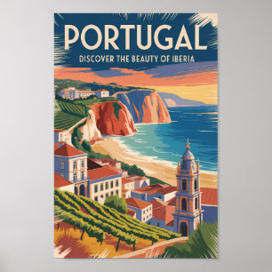 Póster Ilustración del paisaje urbano de Portugal Iberia 