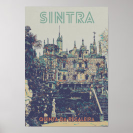 Póster Ilustracion del Palacio de Sintra Regaleira Portug