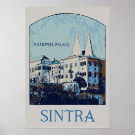 Póster Ilustracion del Palacio Nacional de Sintra Portuga