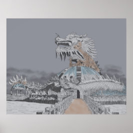 Póster Ilustración del parque acuático abandonado del lag