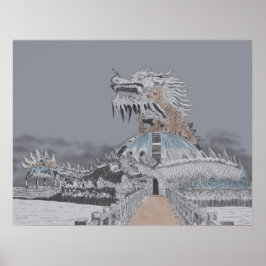 Póster Ilustración del parque acuático abandonado del lag