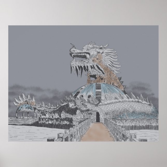 Póster Ilustración del parque acuático abandonado del lag (Frente)