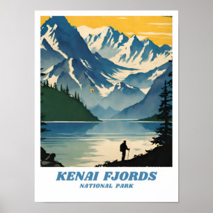 Póster Ilustracion del Parque Nacional de los Fiordos de 