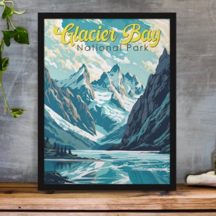 Póster Ilustración del Parque Nacional Glacier Bay Retro