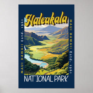 Póster Ilustración del Parque Nacional Haleakala con esti