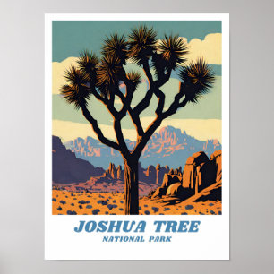 Póster Ilustracion del parque nacional Joshua Tree