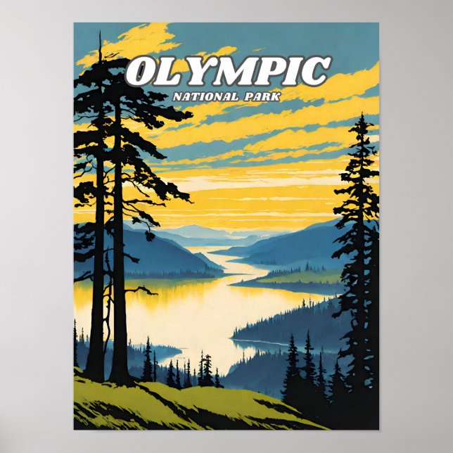 Póster Ilustracion del Parque Nacional Olímpico (Frente)
