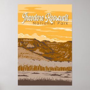 Póster Ilustracion del Parque Nacional Theodore Roosevelt